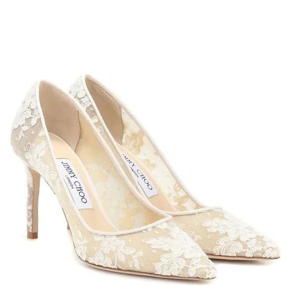 Jimmy Choo Romy 85 Lace Pumps - Picture 1 of 8